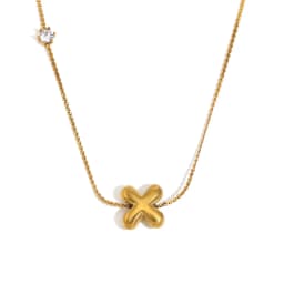 E.B.belle Zircon Bubble 26 Letters Necklace Stacked Jewelry 18K Gold Plated Stainless Steel For Women Charm Hypoallergenic