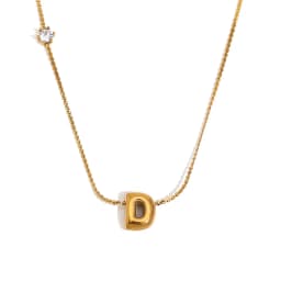 E.B.belle Zircon Bubble 26 Letters Necklace Stacked Jewelry 18K Gold Plated Stainless Steel For Women Charm Hypoallergenic