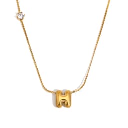 E.B.belle Zircon Bubble 26 Letters Necklace Stacked Jewelry 18K Gold Plated Stainless Steel For Women Charm Hypoallergenic