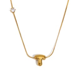 E.B.belle Zircon Bubble 26 Letters Necklace Stacked Jewelry 18K Gold Plated Stainless Steel For Women Charm Hypoallergenic