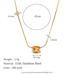 E.B.belle Zircon Bubble 26 Letters Necklace Stacked Jewelry 18K Gold Plated Stainless Steel For Women Charm Hypoallergenic