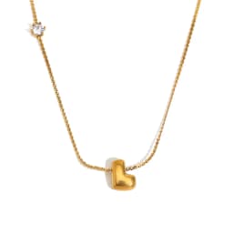 E.B.belle Zircon Bubble 26 Letters Necklace Stacked Jewelry 18K Gold Plated Stainless Steel For Women Charm Hypoallergenic