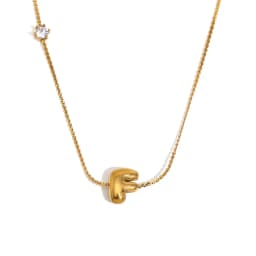 E.B.belle Zircon Bubble 26 Letters Necklace Stacked Jewelry 18K Gold Plated Stainless Steel For Women Charm Hypoallergenic