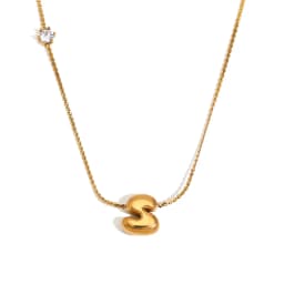 E.B.belle Zircon Bubble 26 Letters Necklace Stacked Jewelry 18K Gold Plated Stainless Steel For Women Charm Hypoallergenic