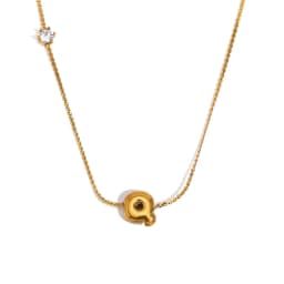 E.B.belle Zircon Bubble 26 Letters Necklace Stacked Jewelry 18K Gold Plated Stainless Steel For Women Charm Hypoallergenic