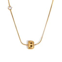 E.B.belle Zircon Bubble 26 Letters Necklace Stacked Jewelry 18K Gold Plated Stainless Steel For Women Charm Hypoallergenic