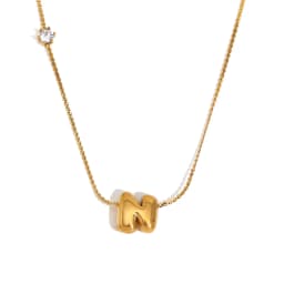 E.B.belle Zircon Bubble 26 Letters Necklace Stacked Jewelry 18K Gold Plated Stainless Steel For Women Charm Hypoallergenic