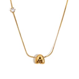 E.B.belle Zircon Bubble 26 Letters Necklace Stacked Jewelry 18K Gold Plated Stainless Steel For Women Charm Hypoallergenic