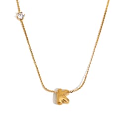 E.B.belle Zircon Bubble 26 Letters Necklace Stacked Jewelry 18K Gold Plated Stainless Steel For Women Charm Hypoallergenic