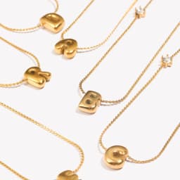 E.B.belle Zircon Bubble 26 Letters Necklace Stacked Jewelry 18K Gold Plated Stainless Steel For Women Charm Hypoallergenic