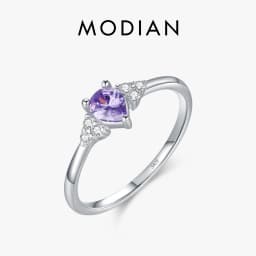 MODIAN 925 Sterling Silver Water Drop Cocktail Ring Classic Prong Purple Cubic Zirconia Rings For Women Female Fine Jewelry