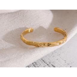 Yhpup Minimalist Gold Color Tarnish Free Fashion Stainless Steel Bangle Bracelet Metal Texture Simple Open Charm Wrist Jewelry