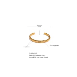 Yhpup Minimalist Gold Color Tarnish Free Fashion Stainless Steel Bangle Bracelet Metal Texture Simple Open Charm Wrist Jewelry