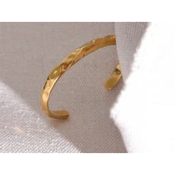 Yhpup Minimalist Gold Color Tarnish Free Fashion Stainless Steel Bangle Bracelet Metal Texture Simple Open Charm Wrist Jewelry