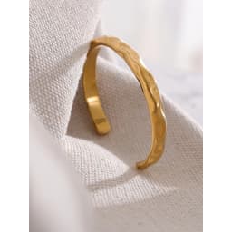 Yhpup Minimalist Gold Color Tarnish Free Fashion Stainless Steel Bangle Bracelet Metal Texture Simple Open Charm Wrist Jewelry