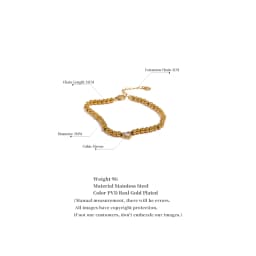 Yhpup Stainless Steel Beads Chain Heart Zircon Handmade Bracelet Bangle Gold Color Waterproof Charm Jewelry for Women Gala Gift