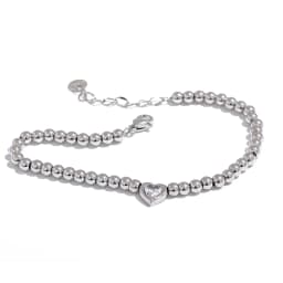Yhpup Stainless Steel Beads Chain Heart Zircon Handmade Bracelet Bangle Gold Color Waterproof Charm Jewelry for Women Gala Gift