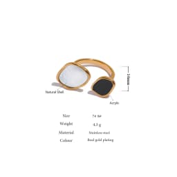 Yhpup Acrylic Shell Ring Jewelry 316L Stainless Steel Geometric Women Finger Ring Bagues Pour Femme Accessories Femme Gift