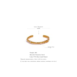 Yhpup Elegant Imitation Pearls Stainless Steel Gold Color Open Cuff Bracelet Bangle for Women Texture Charm Jewelry