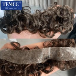 Curly Hair Realistic Front Hairline 100% Natural Human Hair Toupee For Men V Style Front man wig WithThin Skin PU Base Man Wig