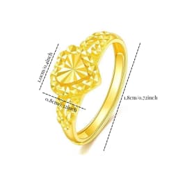 24k Gold Plated Heart Finger Rings for Women Wedding Band Engagement Jewelry Valentine's Day Gifts Wholesale