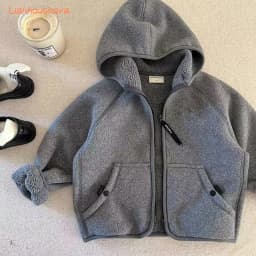 Boys Girls Warm One Piece Fleece Hooded Coat 2026 Trendy Velvet Liner Kids Hoodie Sweatshirt For 2-12Y Daily Casual Outerwear