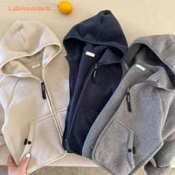 Boys Girls Warm One Piece Fleece Hooded Coat 2026 Trendy Velvet Liner Kids Hoodie Sweatshirt For 2-12Y Daily Casual Outerwear