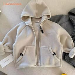 Boys Girls Warm One Piece Fleece Hooded Coat 2026 Trendy Velvet Liner Kids Hoodie Sweatshirt For 2-12Y Daily Casual Outerwear