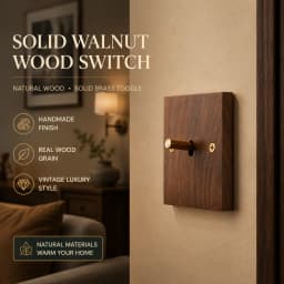 Model 86 Solid Wood Wall Light Switch Retro Brass Toggle Switch 13A English Wall 2gang2way Power Light Switch Socket Panel