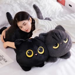 50-90cm Kawaii Black Cats Plush Toy Doll Big Cuddly Pillow Cushion Ins Cute Black Cat Plush Toy Doll For Boy Girl Brithday Gifts