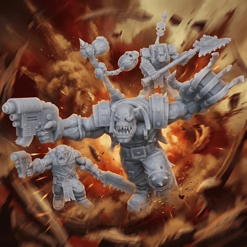 Brutal Orc Raiders Miniature,3d Printing,Gray Resin,Unpainted,Game Miniatures,Model Collection,Character Figure,Orc