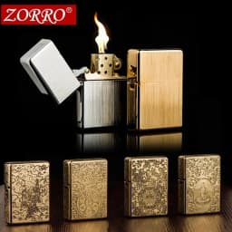 Zorro 912  912s Vintage Armored Kerosine Lighter, Waterproof Windproof Luxury Brass Constantinople Style Gift for Men