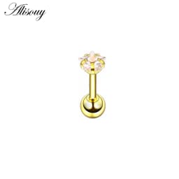 Alisouy 2pcs Star Prong Set Zircon Ear Cartilage Piercing Tragus Helix Studs Piercing Body Jewelry 16g Stianless Steel Earrings