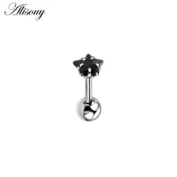Alisouy 2pcs Star Prong Set Zircon Ear Cartilage Piercing Tragus Helix Studs Piercing Body Jewelry 16g Stianless Steel Earrings