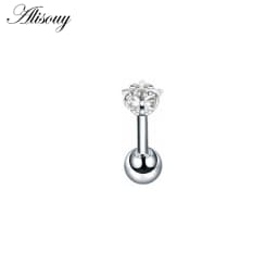Alisouy 2pcs Star Prong Set Zircon Ear Cartilage Piercing Tragus Helix Studs Piercing Body Jewelry 16g Stianless Steel Earrings