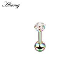 Alisouy 2pcs Star Prong Set Zircon Ear Cartilage Piercing Tragus Helix Studs Piercing Body Jewelry 16g Stianless Steel Earrings