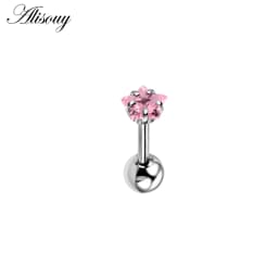 Alisouy 2pcs Star Prong Set Zircon Ear Cartilage Piercing Tragus Helix Studs Piercing Body Jewelry 16g Stianless Steel Earrings