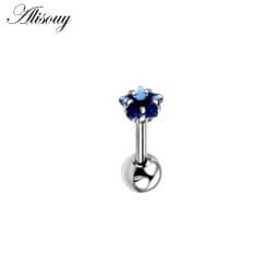 Alisouy 2pcs Star Prong Set Zircon Ear Cartilage Piercing Tragus Helix Studs Piercing Body Jewelry 16g Stianless Steel Earrings