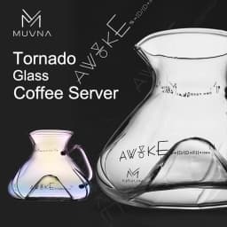 MUVNA Tornado Glass Coffee Server 450ml-Barista Grade Hand Drip Carafe,Leak-Proof Spout,Heat-Resistant for Pour Over/Iced Brew