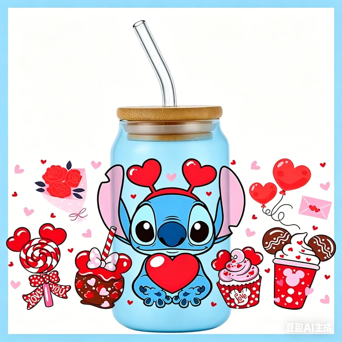 popular UV DTF 3D Cup Wrap Sticker Cute Cartoon blue Monster Design For 16oz Mugs DIY Durable Decal Transfer stickers