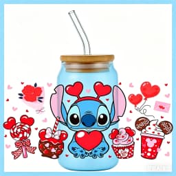 popular UV DTF 3D Cup Wrap Sticker Cute Cartoon blue Monster Design For 16oz Mugs DIY Durable Decal Transfer stickers