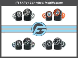 FANSGUY Adult Model Wheels 1Set 1/64 Alloy Car Staggered Front Small Rear Large Wheel 11.2mm+13mm BMS-F/FP Serie