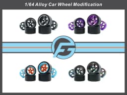 FANSGUY Adult Model Wheels 1Set 1/64 Alloy Car Staggered Front Small Rear Large Wheel 11.2mm+13mm BMS-F/FP Serie
