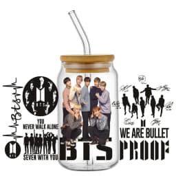 Korean Popular Music Group UV DTF Bottle Stickers Glasses Cup Transfer Stickers DIY Stationery Computer Waterproof Sticker