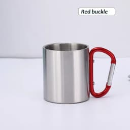 200ml Outdoor Camping Mug Stainless Steel Cup Traveling with Carabiner Handle Coffee Tea Mug Cookware Set Outdoor