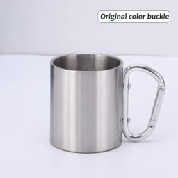 200ml Outdoor Camping Mug Stainless Steel Cup Traveling with Carabiner Handle Coffee Tea Mug Cookware Set Outdoor