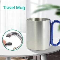 200ml Outdoor Camping Mug Stainless Steel Cup Traveling with Carabiner Handle Coffee Tea Mug Cookware Set Outdoor