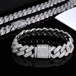 ESKEEM 14mm Bling Iced Out Cuban Zirconia Cuban Miami Prong Link For Women Men Hip Hop Street Bracelets Jewelry Wholesale
