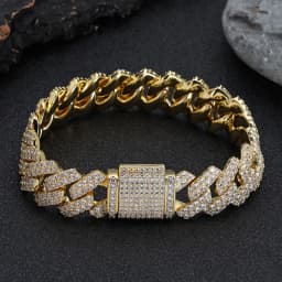ESKEEM 14mm Bling Iced Out Cuban Zirconia Cuban Miami Prong Link For Women Men Hip Hop Street Bracelets Jewelry Wholesale