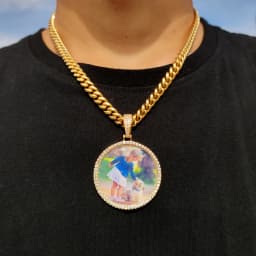 Custom Made Big Photo Medallions 18k Gold Necklace Pendant Iced Out Cuban Men Hip Hop Picture Jewelry Gift Can Free Custom Logo